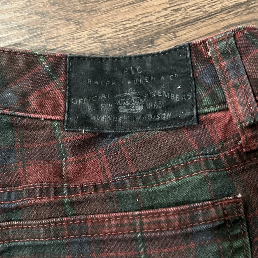 Ralph Lauren Red and Green Plaid Bowery Skinny Girls Jeans Size 14